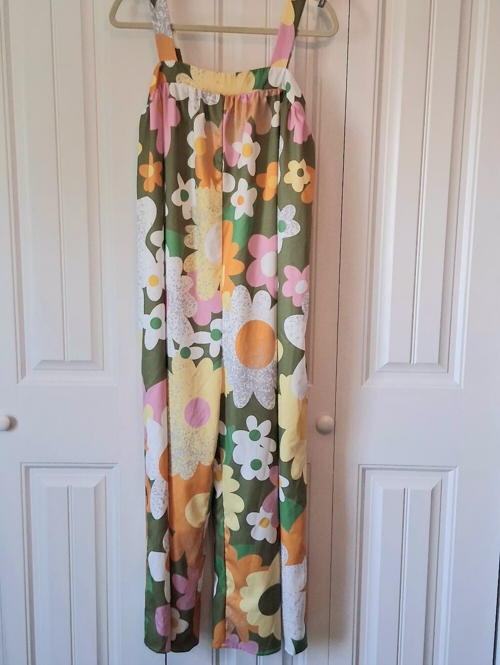 SHEIN Palazzo Floral Jumper/Romper with Pink & Yellow Blooms, Women's Size M.